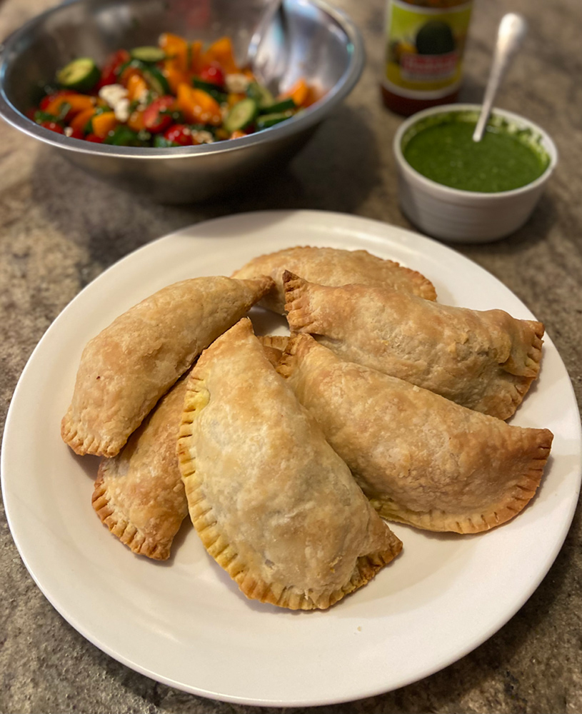 Curry Beef and Potato Empanadas with Cilantro Chutney (and a mini