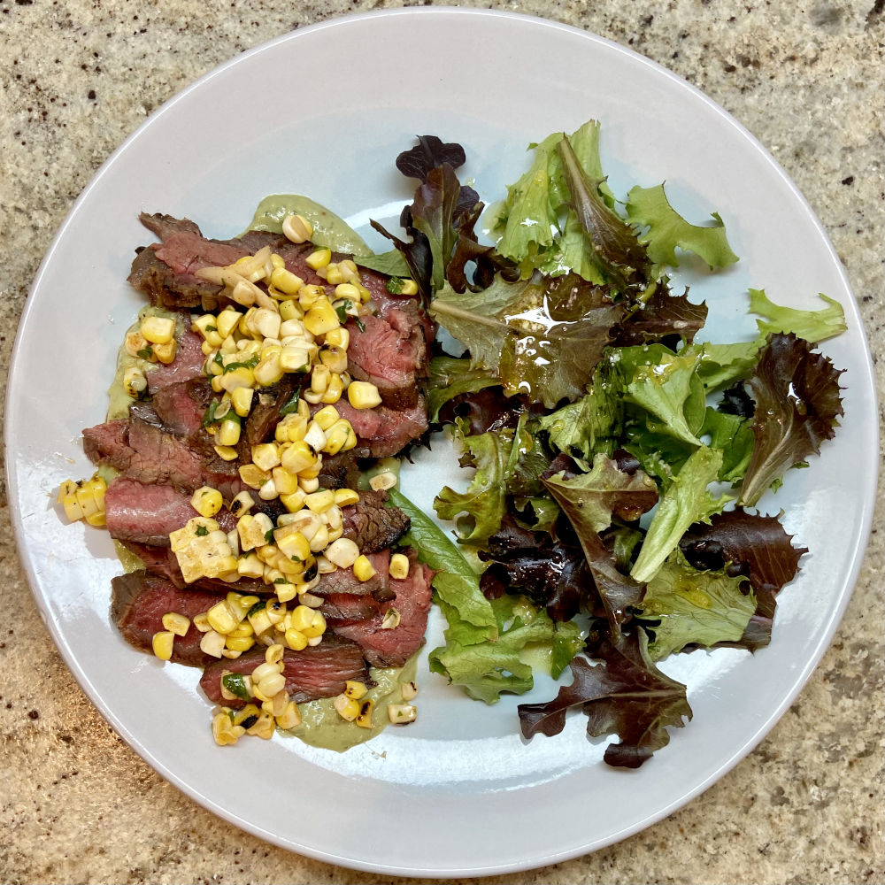 Flank Steak with Avocado Pesto and Charred Corn Relish - Dinner at the ...